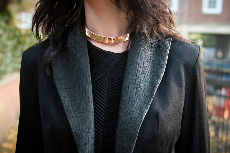 FAIIINT Outfit Details FAIIINT, Blazer, Jacket, Cropped, Leather, Lapels, Collar, Stitching, Pattern,