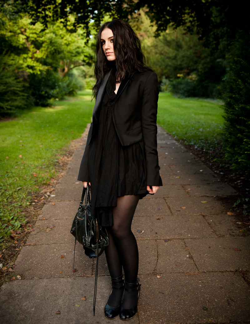 FAIIINT Outfit FAIIINT, Outfit, Topshop, Todd Lynn, Tux, Blazer, Tuxedo, All Saints, Draped, Dress, Vivienne Westwood, Shoes, Toe, Toe Indent, Mary Janes, Balenciaga, City, Bag, Ligia Dias, Necklace, Black, All Black,