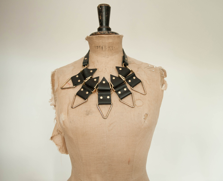 Moxham, Anubis, Necklace, Black, Hardware, Jewellery, Mannequin, Leather, Statement