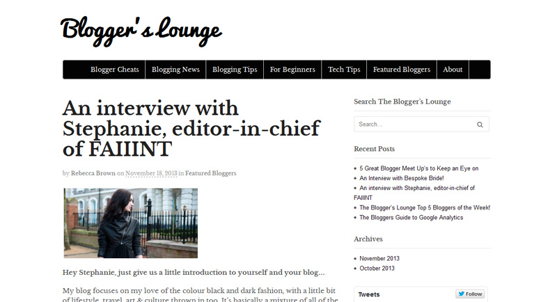 Stephanie of FAIIINT bloggers lounge interview feature