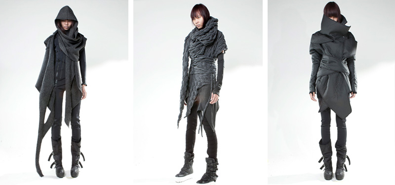 Demobaza AW13 collection, draped, grunge, gothic, dark style