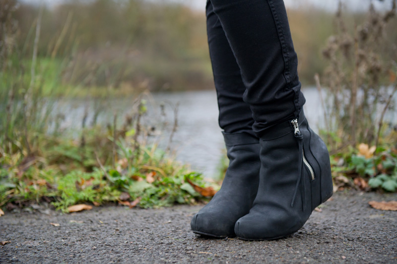 Kurt Geiger strut nubuck leather wedges, cheap rick owens look a like