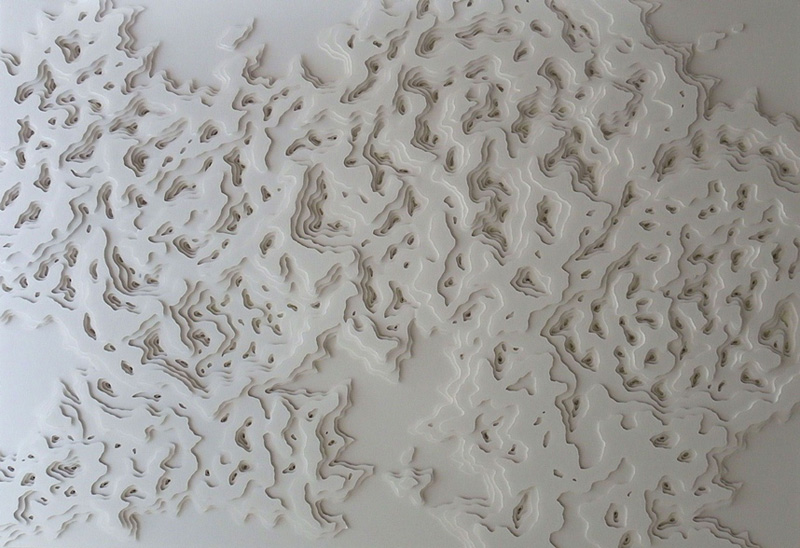 Rogan Brown Paper Sculptures Cell Hub Intricate Cut Out Designs Geometric Organic Symmetrical Art