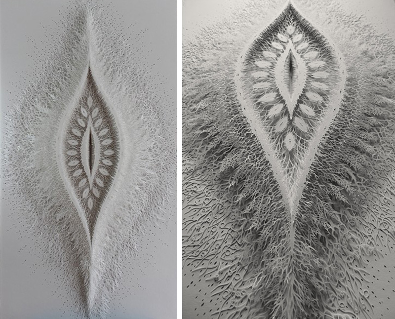 Rogan Brown Paper Sculptures Cut Pod Intricate Cut Out Designs Geometric Organic Symmetrical Art