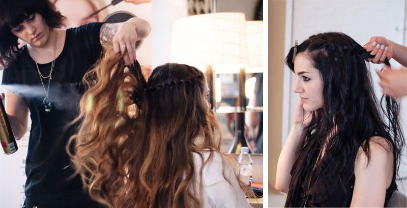Next New In ss14 fashion blogger party press day party event. Kylie of Memoir Mode & Stephanie of FAIIINT waterfall braid hairstyling by Blow Ltd London