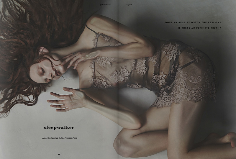 Sleepwalker fashion editorial by Nhu Xuan Hua featuring Codie Young for Nasty Magazine