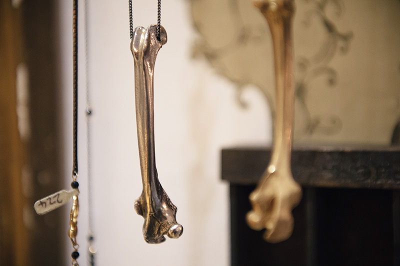 Thor & Wistle London jewellery store Rachel Entwistle gold & silver anatomical memento mori bone pendants