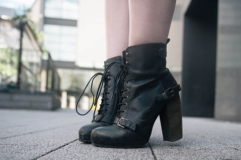 FAIIINT Topshop Boutique lace up leather black boots shoes