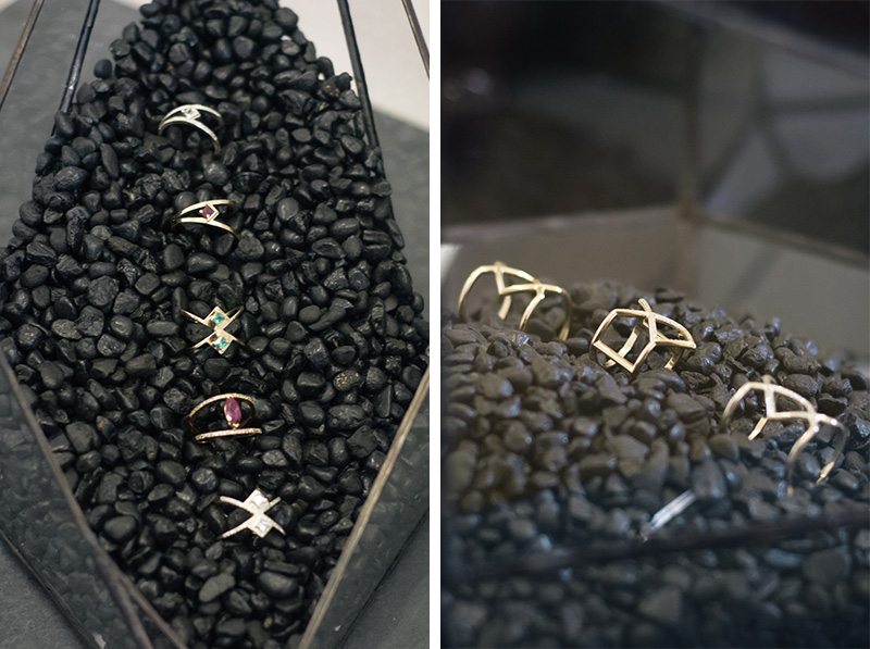 London Fashion Week Spring Summer 2015 Designer Showrooms Somerset House Rachel Boston Jewellery gold and gemstone runes rings