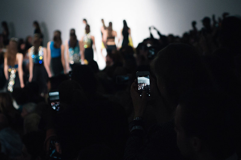 David Koma Spring Summer 2015 Collection at London Fashion Week by FAIIINT people on mobile iphones taking photos of the catwalk show