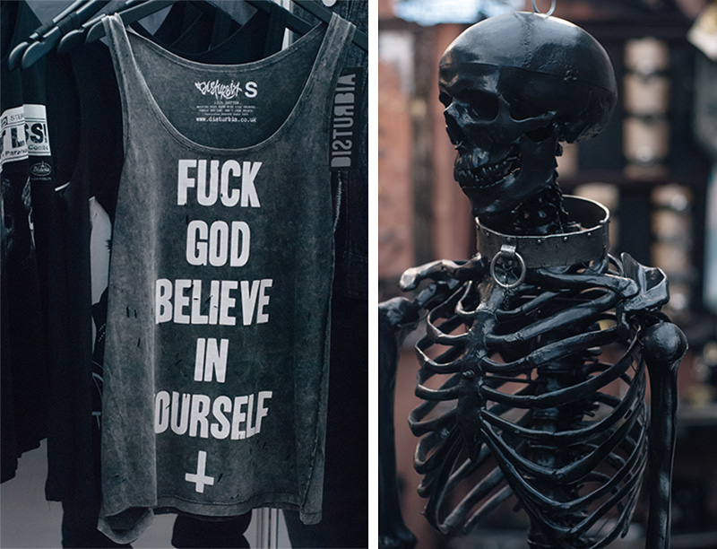 FAIIINT London Edge 2014 the new alternative fashion trade show Disturbia fuck god believe in yourself tank & black skeleton