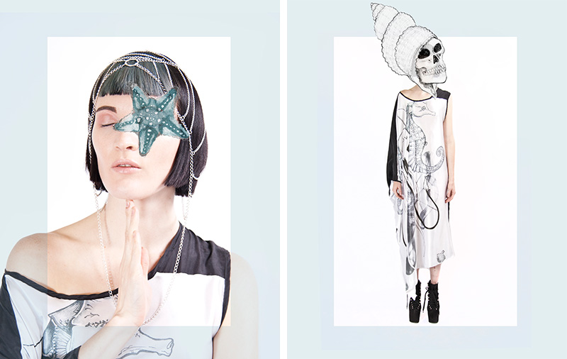 Sanctus Spring Summer 2015 Water clothing collection lookbook. Underwater prints, fluid draped fabrics.