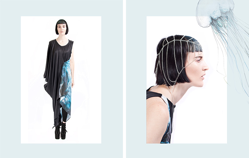 Sanctus Spring Summer 2015 Water clothing collection lookbook. Underwater prints, fluid draped fabrics.