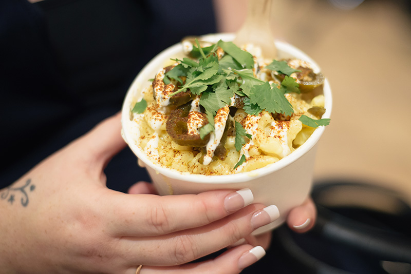 FAIIINT Voucher Codes fashion blogger Swap Shop event at The Music Rooms London 2014 Anna Mae's spicy Mac N Cheese