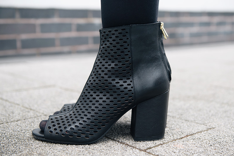 FAIIINT wearing Ash Footwear Fancy BIS Peep Toe Boots Black Laser Cut Out Boots.