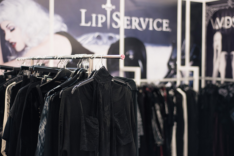FAIIINT fashion blogger meet up event at London Edge 2015 Olympia Exhibition Centre. Widow & Lip Service clothing stall.