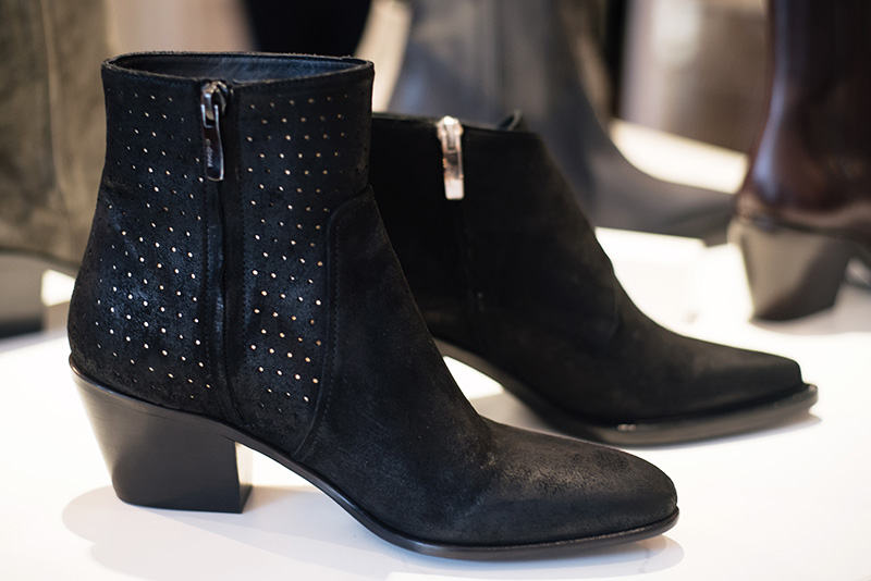 PLFM London footwear show press day Autumn Winter 2015. C Doux black suede ankle boots.
