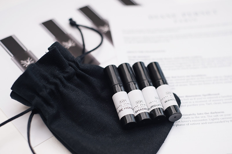 FAIIINT Diane Pernet Fragrances at Liberty London perfume samples Shaded, Wanted, To Be Honest & In Pursuit of Magic.