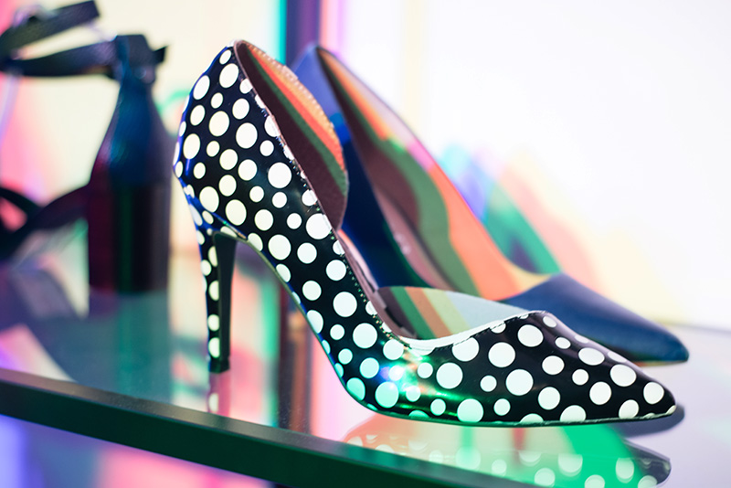 FAIIINT at Next #shoeboxjukebox fashion blogger event shoes party with Company Magazine. Polka Dot black & white pointed court shoes.