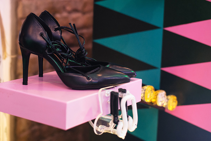 FAIIINT at Next #shoeboxjukebox fashion blogger event shoes party with Company Magazine. Black lace up pointed stiletto heels.