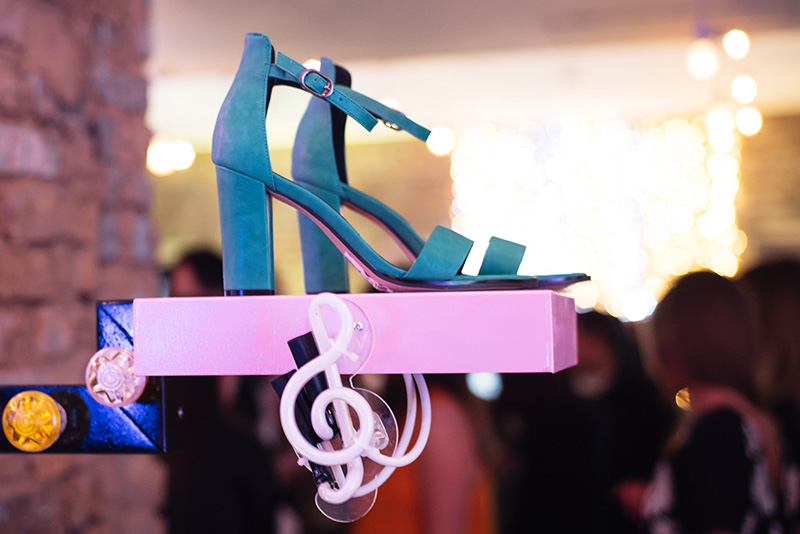 FAIIINT at Next #shoeboxjukebox fashion blogger event shoes party with Company Magazine. Turquoise green heel sandals.