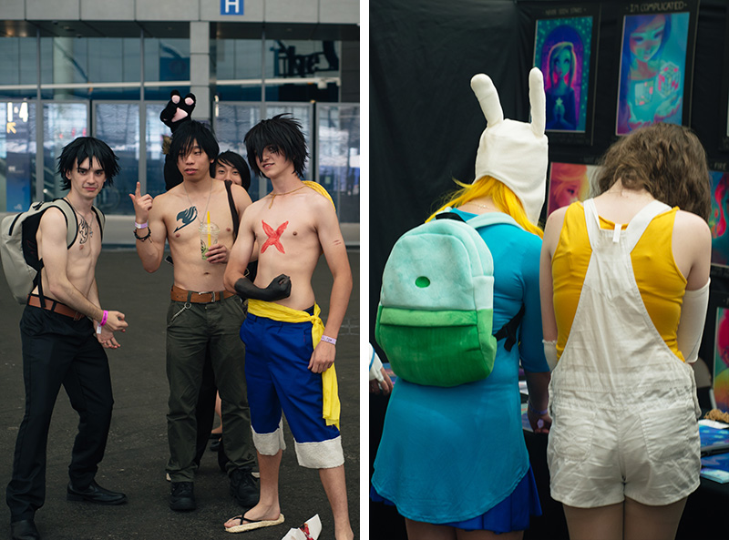 FAIIINT Hyper Japan Festival 2015 at The o2 London. Guys in One Piece cosplay Luffy, Adventure Time Fiona & Cake cosplay costumes.