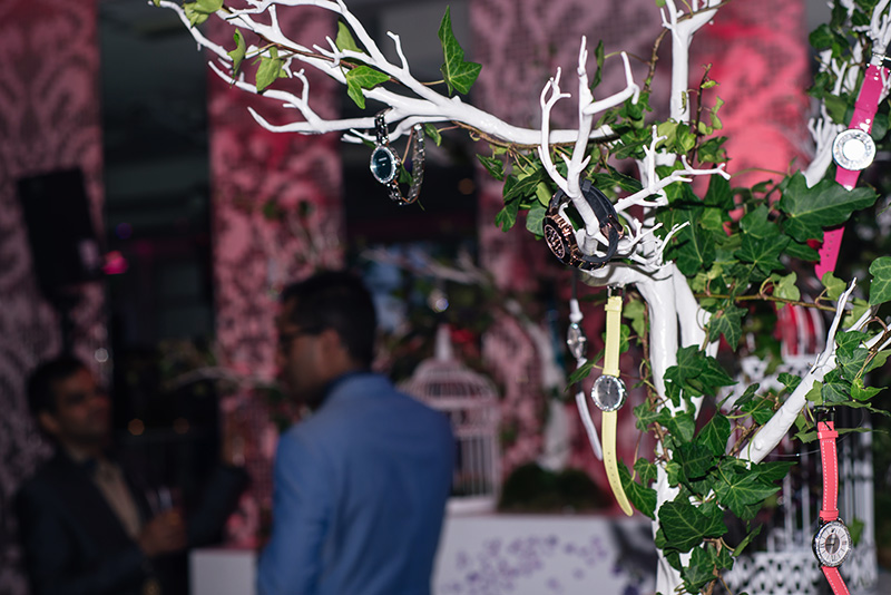FAIIINT WatchPro Hot 100 party at The Roof Gardens Kensington London with Swarovski. Swarovski watch display.