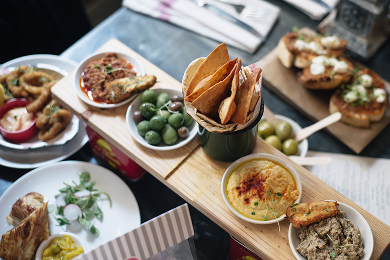 FAIIINT Bill's Restaurant at Highcross Leicester. Selection of starters including Spiced Tortilla Chips.