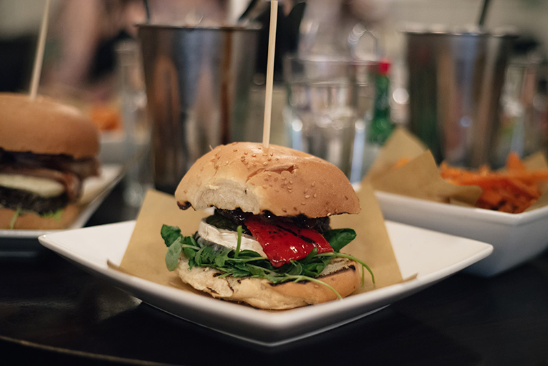 FAIIINT Handmade Burger Co at Highcross Leicester. Goats' Cheese Veggie stack burger.
