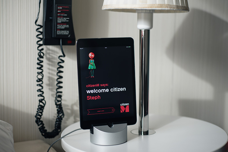 Citizen M Hotel Glasgow Room with iPad control.
