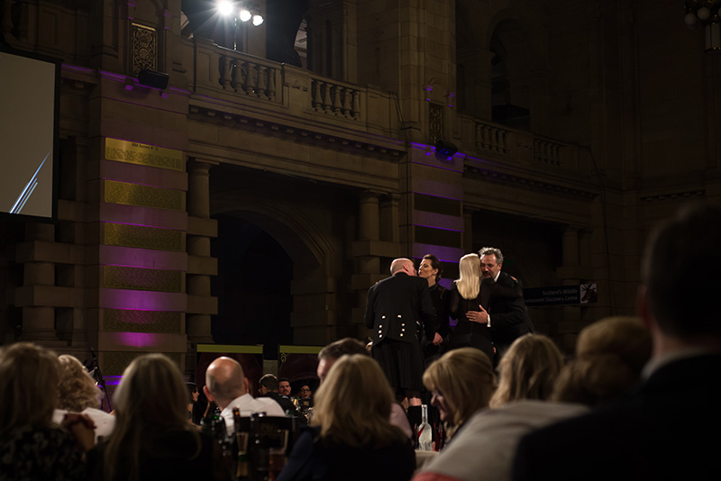 FAIIINT Scottish Style Awards 2015 at Kelvingrove art gallery and museum in Glasgow. Winners Hutchesons collect their award.