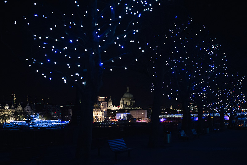 FAIIINT Southbank London fairy lights trees night.