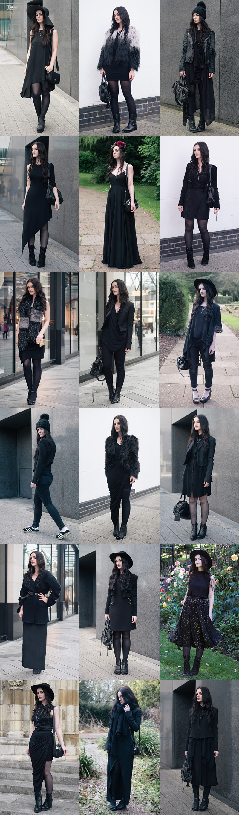 Fashion blogger Stephanie of FAIIINT all black everything best of 2015 dark goth street style outfits compilation.
