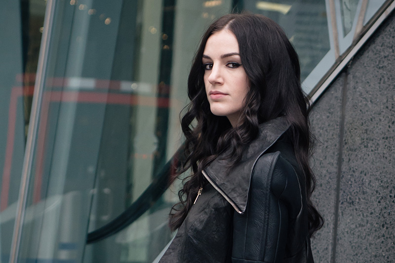 Fashion blogger Stephanie of FAIIINT wearing Rick Owens draped back cropped leather jacket fw10.