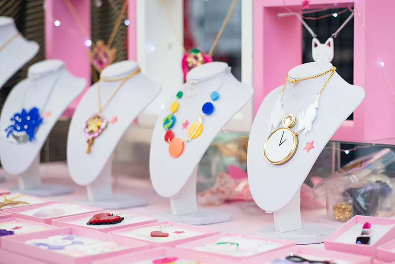 Hyper Japan festival 2016 Kensington Olympia. Kawaii cute perspex wonderland and solar system jewellery from Little Moose.