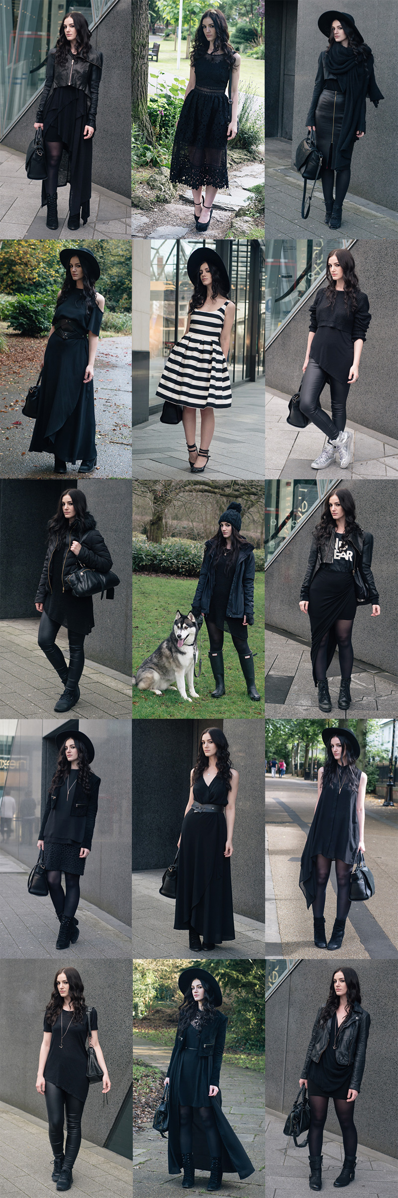 Fashion blogger Stephanie of FAIIINT all black everything dark street style goth best outfits of 2016 compilation.