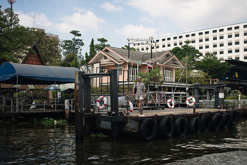 Bangkok Thailand dock pier on the Chao Phraya River.