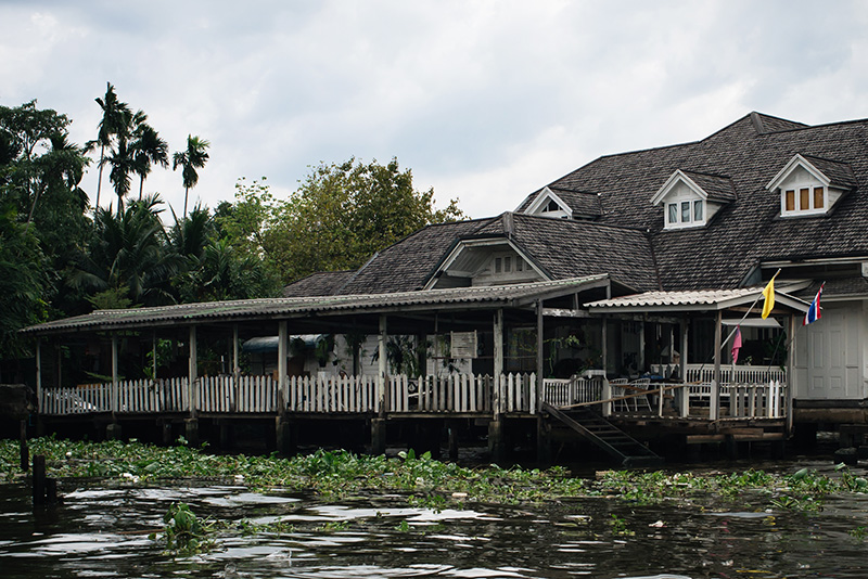 Bangkok Thailand wooden house on the Chao Phraya River.