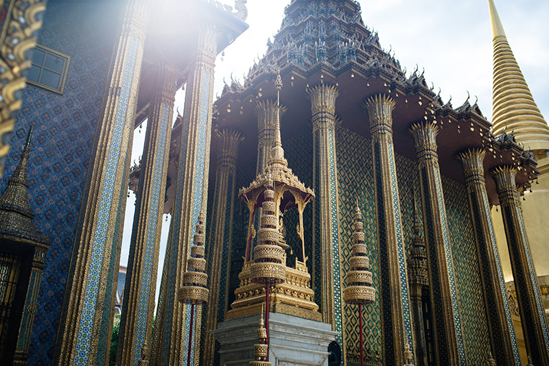 Temples of Bangkok Thailand, The Grand Palace and Wat Phra Kaew, glittering gold.