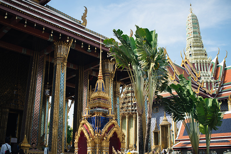 Temples of Bangkok Thailand, The Grand Palace and Wat Phra Kaew, glittering gold.