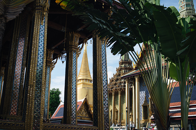 Temples of Bangkok Thailand, The Grand Palace and Wat Phra Kaew, glittering gold.