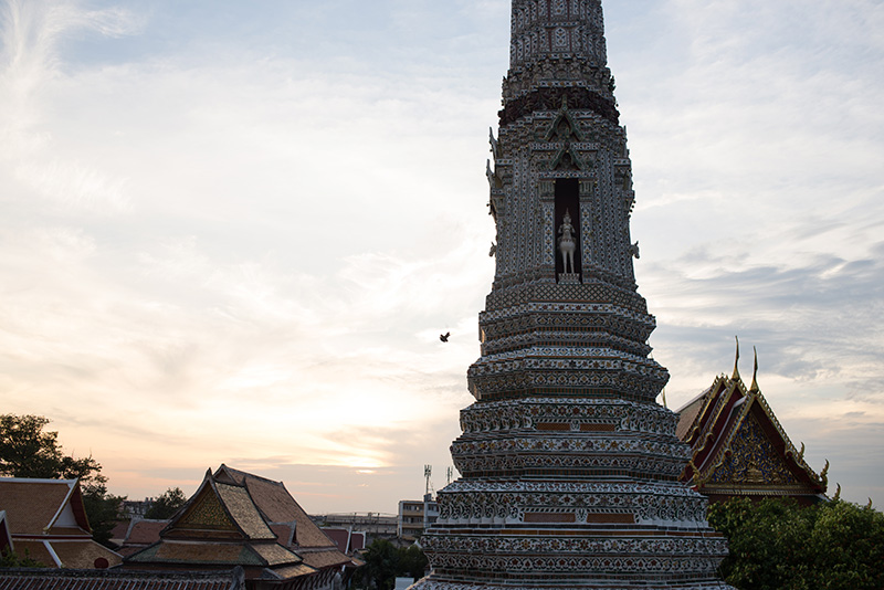 Temples of Bangkok Thailand, Wat Arun the Temple of Dawn at dusk.