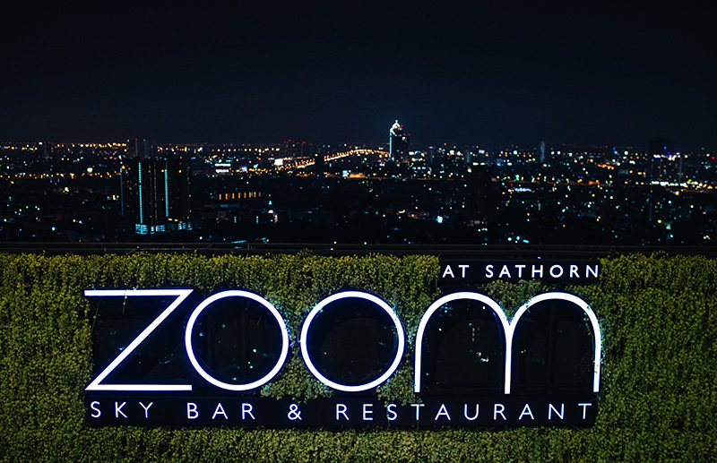 Anantara Sathorn Bangkok hotel Thailand Zoom skybar and restaurant views of city.
