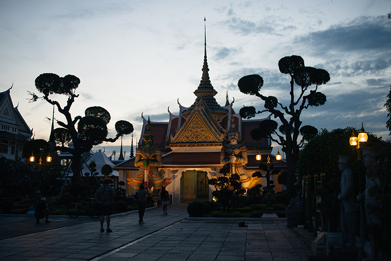 Temples of Bangkok Thailand, Wat Arun the Temple of Dawn at night.