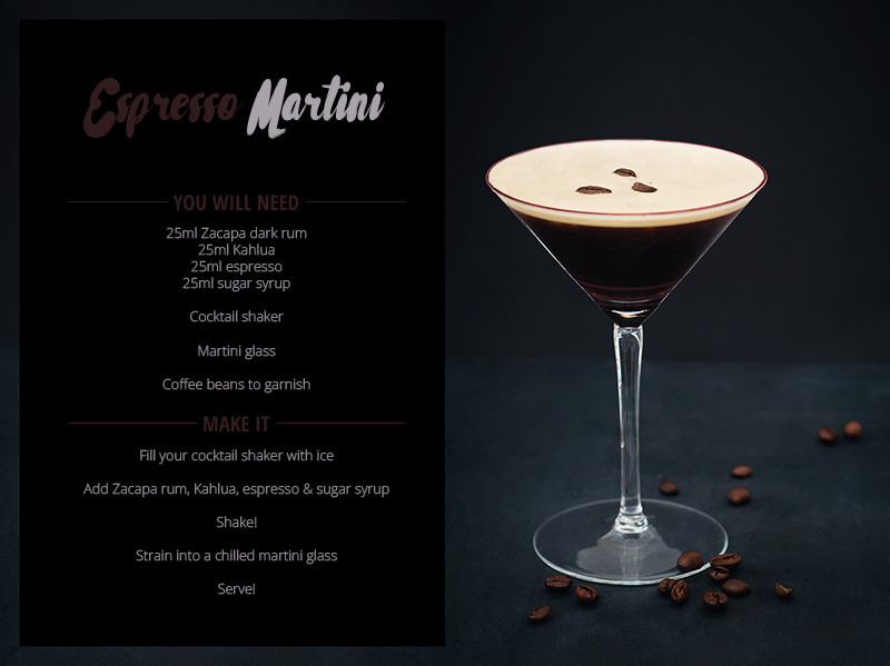 Rum cocktail recipe the dark rum Espresso Martini with Zacapa rum.