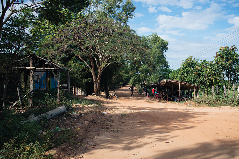 Siem Reap countryside in Cambodia, local shops by the side of the road.