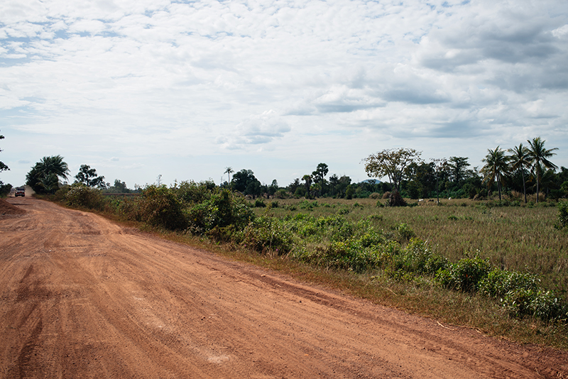 Countryside landscape in Siem Reap Cambodia, dusty roads.