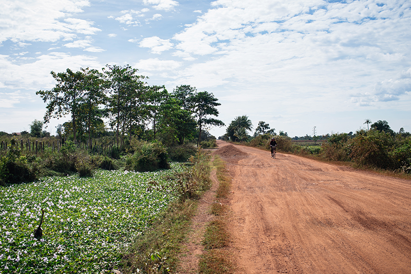 Countryside landscape in Siem Reap Cambodia, dusty sand roads.