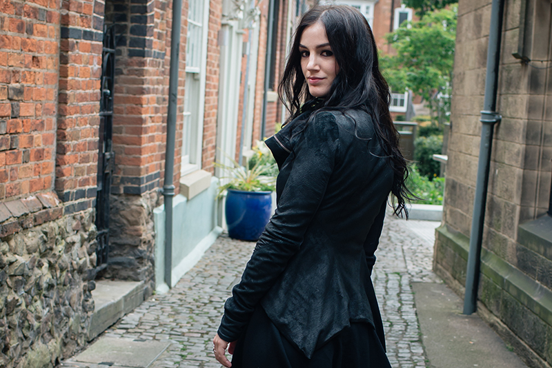 Dark style fashion blogger Stephanie of FAIIINT wearing Rick Owens Naska blistered lamb leather jacket. All black street style outfit details.