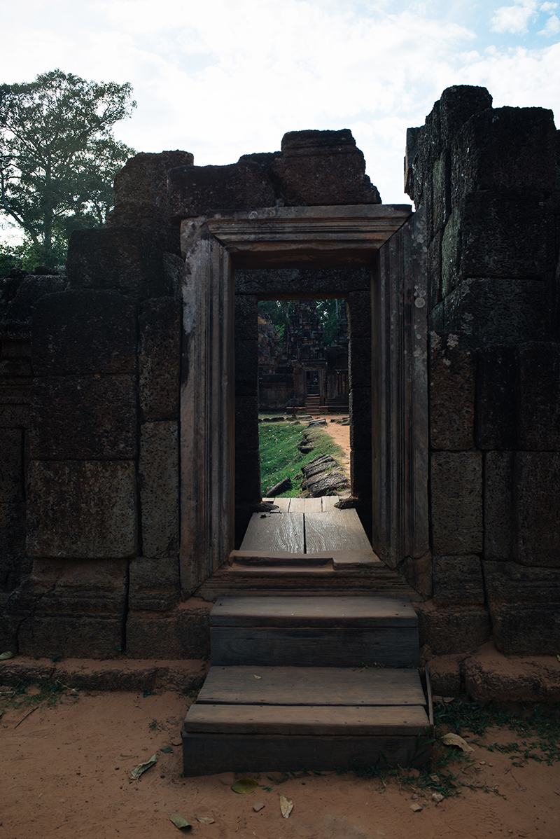 Banteay Srei Citadel of Women beautiful carved pink sandstone Hindu temple in Siem Reap Cambodia.